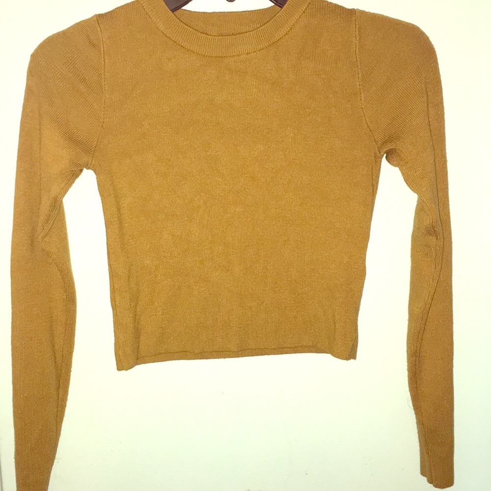 Forever 21 Crop Fitted Long Sleeve Top